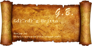 Görög Britta névjegykártya